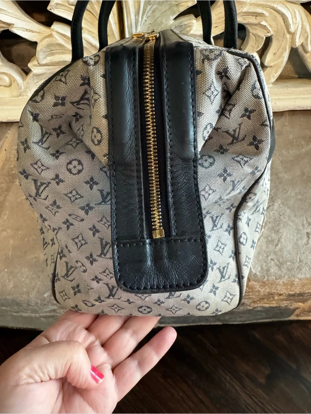 Louis Vuitton Navy/Gray Monogram Minilin GM with Certificate of Authenticity